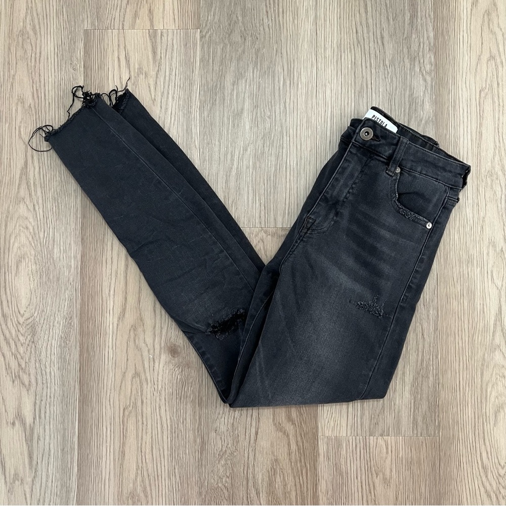 Pistola Distressed Black Skinny Jeans Size 27 Style P6632BEM-MGS